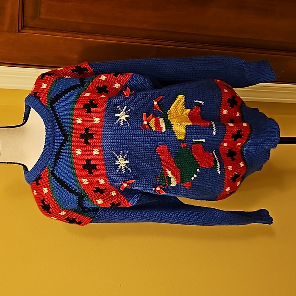 VINTAGE NUT CRACKER SWEATER 80S CHRISTMAS UGLY SWEATER ICE SKATERS 20